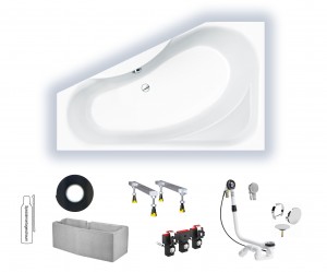 Badewanne Sika 165 rechts 165x95/50x46 Raumspar-Badewanne