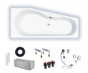 Badewanne Sika 170 links 170x75/50x46 Raumspar-Badewanne