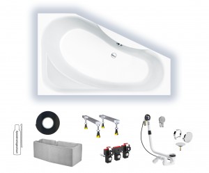 Badewanne Sika 175 links 175x110/50x46 Raumspar-Badewanne