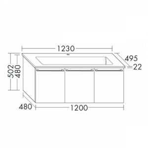 Burgbad Bel Keramik-Waschtisch+Unterschrank 1230 PG3  