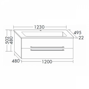Burgbad Bel Keramik-Waschtisch+Unterschrank 1230 PG4  