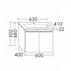 Burgbad Bel Keramik-Waschtisch+Unterschrank 630 PG4  