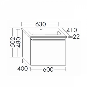 Burgbad Bel Keramik-Waschtisch+Unterschrank 630 PG4  