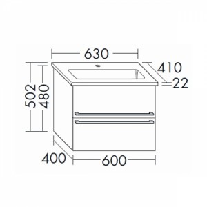 Burgbad Bel Keramik-Waschtisch+Unterschrank 630 PG4  