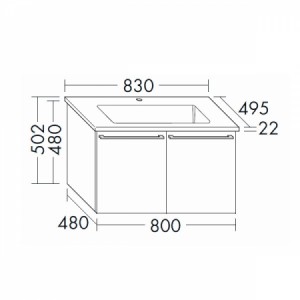 Burgbad Bel Keramik-Waschtisch+Unterschrank 830 PG3  