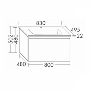 Burgbad Bel Keramik-Waschtisch+Unterschrank 830 PG3  