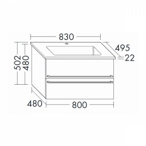 Burgbad Bel Keramik-Waschtisch+Unterschrank 830 PG3  