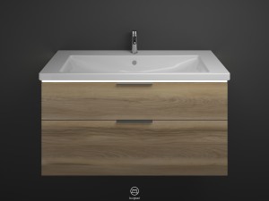 Burgbad Eqio Keramik-Waschtisch+Waschtischunterschrank inkl. LED-Waschtischunterschrankbeleuchtung