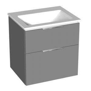 Burgbad Eqio Mineralguss-Waschtisch+Waschtischunterschrank mit LED-Waschtischunterschrankbeleuchtung