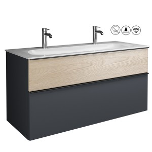 Burgbad Fiumo Set Mineralguss-Waschtisch inkl. Waschtischunterschrank(SFXM122)