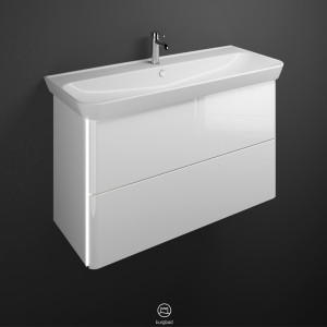 Burgbad Iveo Keramik-Waschtisch+Waschtischunterschrank & Beleuchtung (SFEY120)