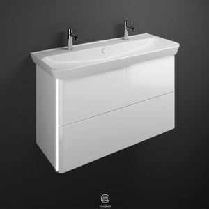 Burgbad Iveo Keramik-Waschtisch+Waschtischunterschrank & Beleuchtung (SFFT120)