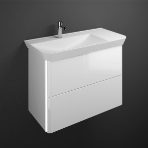 Burgbad Iveo Mineralguss-Waschtisch+Waschtischunterschrank & Beleuchtung (SFFU100)