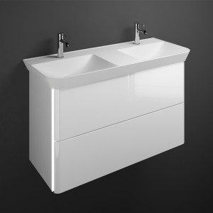 Burgbad Iveo Mineralguss-Waschtisch+Waschtischunterschrank & Beleuchtung (SFFU120)