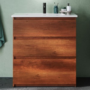 Burgbad Lin20 Keramik-Waschtisch inkl. Waschtischunterschrank 083 (SGHG083) PG1 Melamin; weitere Größen: 63 cm, 93 cm, 103 cm, 123 cm