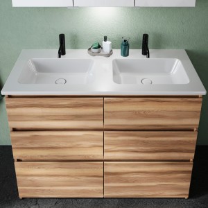 Burgbad Lin20 Keramik-Waschtisch inkl. Waschtischunterschrank 123 (SGHO123) PG1 Melamin