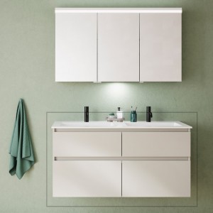 Burgbad Lin20 Mineralguss-Doppelwaschtisch inkl. Waschtischunterschrank 122 (SGIB122) PG1 Melamin; weitere Größen: 142 cm, 162 cm