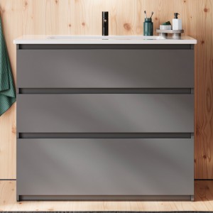 Burgbad Lin20 Mineralguss-Waschtisch inkl. Waschtischunterschrank 062 (SGHQ062) PG2 Acrylfront/Mehrfachlackierung Matt