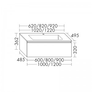 Burgbad Lin20 Mineralguss-Waschtisch inkl. Waschtischunterschrank 062 (SGVX062) PG2 Acrylfront/Mehrfachlackierung Matt 