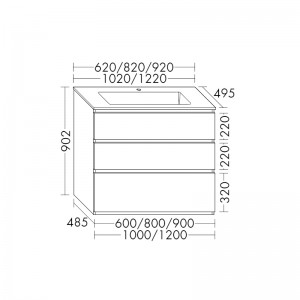 Burgbad Lin20 Mineralguss-Waschtisch inkl. Waschtischunterschrank 092 (SGHU092) PG2 Acrylfront/Mehrfachlackierung Matt