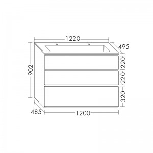 Burgbad Lin20 Mineralguss-Waschtisch inkl. Waschtischunterschrank 122 (SGHW122) PG3 Mehrfachlackierung HGL