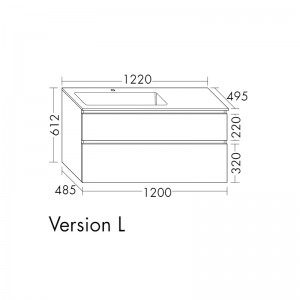Burgbad Lin20 Mineralguss-Waschtisch inkl. Waschtischunterschrank 122 (SGHX122) PG2 Acrylfront/Mehrfachlackierung Matt