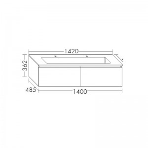 Burgbad Lin20 Mineralguss-Waschtisch inkl. Waschtischunterschrank 142 (SGWB142) PG2 Acrylfront/Mehrfachlackierung Matt