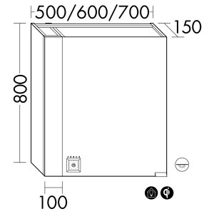 Burgbad rl40 Room Light Spiegelschrank mit LED-Flächenbeleuchtung und Lichtsteuerung inkl. Deckenbeleuchtung(SPOM070)(Typ-Nr. alt: SS266) PG3
