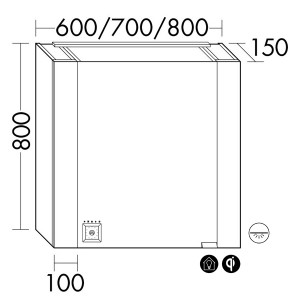 Burgbad rl40 Room Light Spiegelschrank mit LED-Flächenbeleuchtung und Lichtsteuerung inkl. Deckenbeleuchtung(SPOP080)(Typ-Nr. alt: SS267) PG2