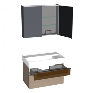 Burgbad Yumo Set 820 mit LED-Waschtischbeleuchtung und Glaselement PG1 (SFLA082)