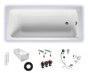 Duravit D-Code 1600x700mm Badewanne Einbauversion, Ablauf Fußbereich, weiß