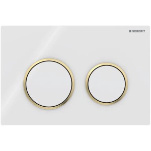 Geberit Betätigungsplatte Omega20, für 2-Mengen-Spülung, Weiß / Vergoldet / Weiß