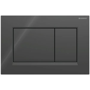 Geberit Betätigungsplatte Sigma30, für 2-Mengen-Spühlung schwarz glänzend, Designstreifen schwarz matt