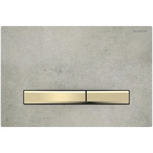 Geberit Betätigungsplatte Sigma50 für 2-Mengen-Spülung, Betonoptik, Metallfarbe Messing