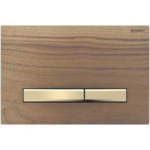 Geberit Betätigungsplatte Sigma50 für 2-Mengen-Spülung, Nussbaum amerikanisch, Metallfarbe Messing