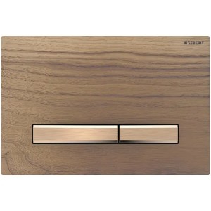 Geberit Betätigungsplatte Sigma50 für 2-Mengen-Spülung, Nussbaum amerikanisch, Metallfarbe rotgold
