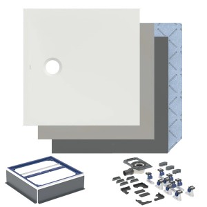 GEBERIT CleanFloor30 Duschfläche 1200 x 1200 x 35 mm integriert, mit Dichtvlies, Mittelablauf, verschiedene Farben und Montagezubehör zur Auswahl