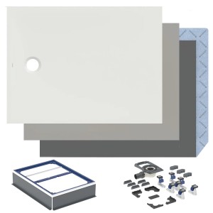 GEBERIT CleanFloor30 Duschfläche 1400 x 900 x 35 mm integriert, mit Dichtvlies, Mittelablauf, verschiedene Farben und Montagezubehör zur Auswahl