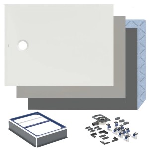 GEBERIT CleanFloor30 Duschfläche 1600 x 800 x 35 mm integriert, mit Dichtvlies, Mittelablauf, verschiedene Farben und Montagezubehör zur Auswahl