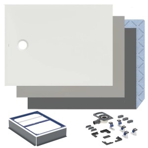 GEBERIT CleanFloor30 Duschfläche 900 x 800 x 35 mm integriert, mit Dichtvlies, Mittelablauf, verschiedene Farben und Montagezubehör zur Auswahl
