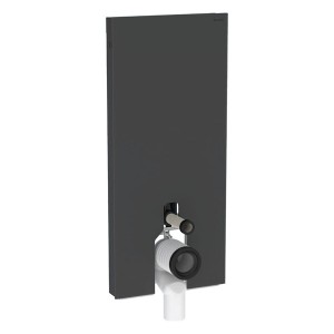 GE Monolith Sanitärmodul für Stand-WC 114cm, Glas schwarz /schwarz Alu. gebü.