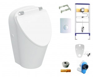 Geberit Renova S Spülrandloses Urinal mit Deckel, weiß-alpin