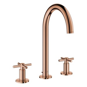 GROHE 3-Loch-WT-Batterie Atrio 20643 Rohrauslauf Kreuz-Griff warm sunset
