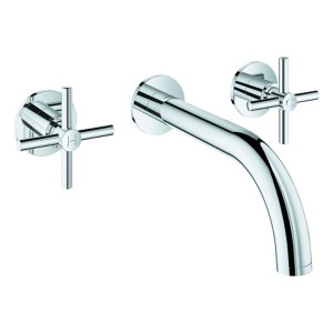 GROHE 3-Loch-WT-Batterie Atrio 20661 Fertigmontageset Kreuz-Griff chrom