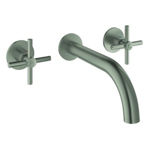 GROHE 3-Loch-WT-Batterie Atrio 20661 Fertigmontageset Kreuz-Griff satin steel