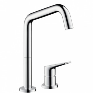 Hansgrohe 2-Loch Spültischmischer Axor Citterio M steel mit Schwenkauslauf
