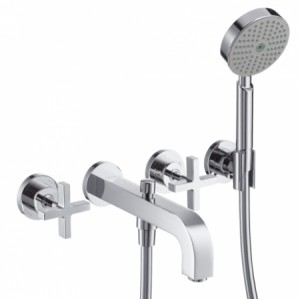 Hansgrohe 3-L.Wannenarmatur Axor Citterio F-Set Wand chrom Kreuzgriff/Handbr.ohne Platte
