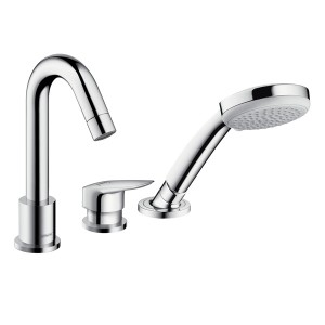 Hansgrohe 3-Loch Wannenmischer Logis F-Set chrom Wannenrandmontage