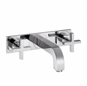 Hansgrohe 3-Loch Waschtischarm.Axor Citterio Wand F-Set lang chrom m.Platte/Kreuzgr.