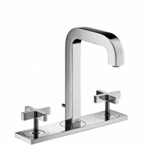 Hansgrohe 3-Loch Waschtischarmatur Axor Citterio chrom mit Platte u.Kreuzgriffen